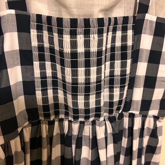 Medium J Crew gingham dress with ruffled hem (about 12”) and smocking on back - Picture 2 of 2